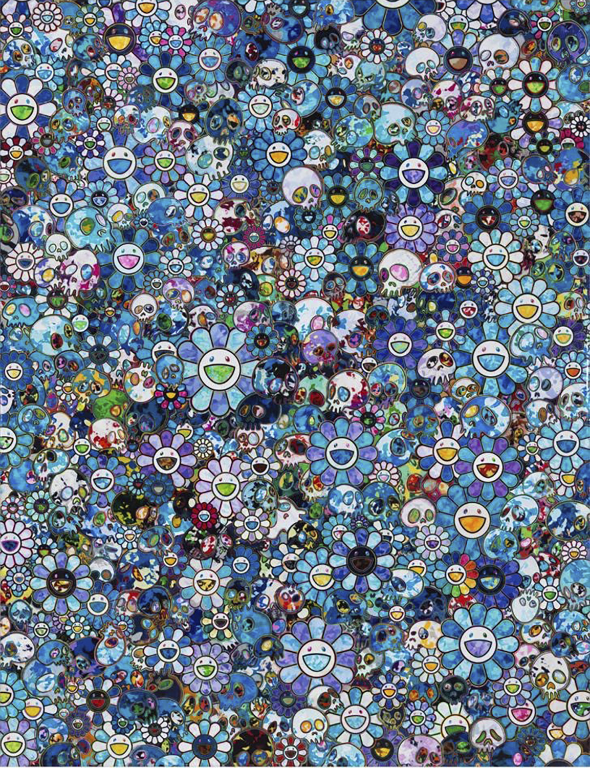 Takashi Murakami - To be titled (Blue Flowers & Skulls